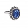 Ring. Saphirbesatz mit Brillianten. 14 K GG.