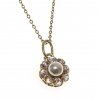 Kette, mit Perlanhäner und Diamanten. 14 K GG. L. 20,2 cm.