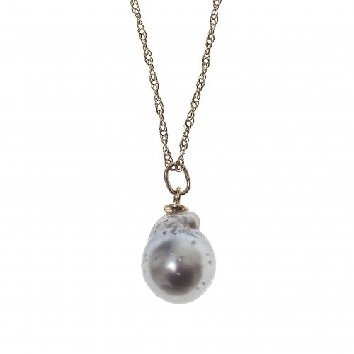 Kette mit Süßwasserperle. 14K GG. L. 22 cm