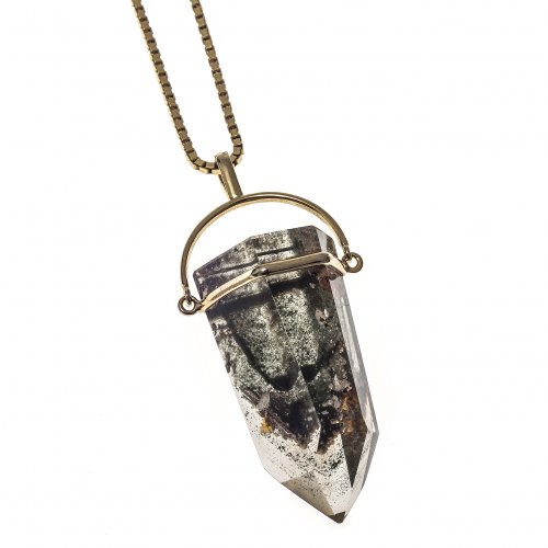 Kette mit Bergkristall. 8 K GG. L. 34,5 cm.
