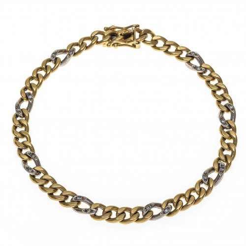 Armband. Kleine Panzerglieder. Gold, Brilliantsplitter.