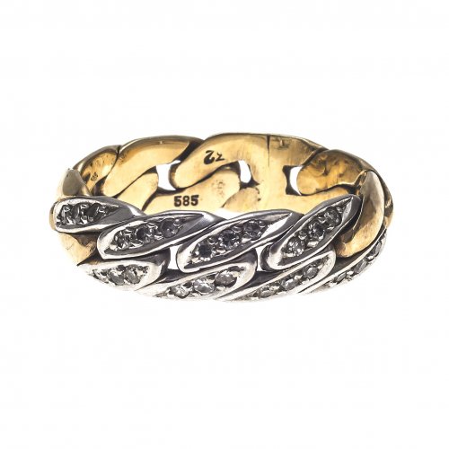 Bandring, geflochten mit Brilliantsplitter.