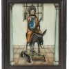 Hinterglasbild. Tirol, 19. Jh. Christus auf dem Palmesel. 28,5 x 23,5 cm.