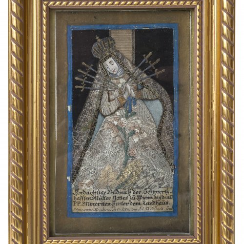 Spickelbild. Schmerzhafte Muttergottes zu Wien. 13,5 x 9 cm.