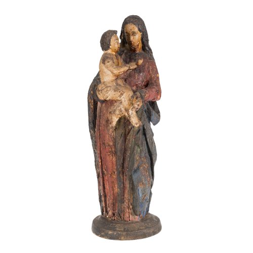 Madonna mit Kind. Im Stil des 16. Jh. Holz, Farbfassung. H. 43 cm.
