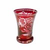 Becher. Rubinrot überfangen. Matt geschliffene Blattgebinde. Biedermeierstil. H. 11 cm.