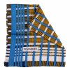 Halstuch. Hersteller: Yves Saint Laurent. Baumwolle. Gitter- und Streifenmuster in Blau, Gelb und Weiß. Rep. 62 x 65 cm.