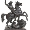Frankreich, 19. Jh. Galvano. Kampf mit dem Löwen. H. 44 cm. Unsign.