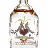 Schnapsflasche. Glas, bemalt, mit Freundschaftsmotiv. Bayern, 19. Jh. H. 15,5 cm.