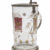 Glaskrug. Golddekor, mit Reiterdarstellung. H. 19 cm. Berieben.