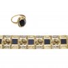 Armband und Ring. 14 K GG mit Onyxbesatz.