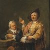 Monogrammist T.P. Niederlande, 17. Jh. Beim Quacksalber. Öl/Lw. 26 x 21,5 cm. Alterungsspuren, rest., doubl.