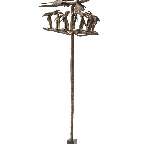 Stab mit Vogelfiguren. Yoruba,Nigeria/Republik Benin. Eisen. H. 55 cm.