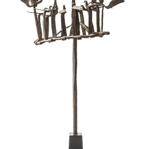 Stab mit Vogelfiguren. Yoruba,Nigeria/Republik Benin. Eisen. H. 55,5  cm.