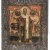 Ikone mit Silberrisa. Russland, 18./19. Jh. Heiliger mit Schwert und Kirchenmodell.