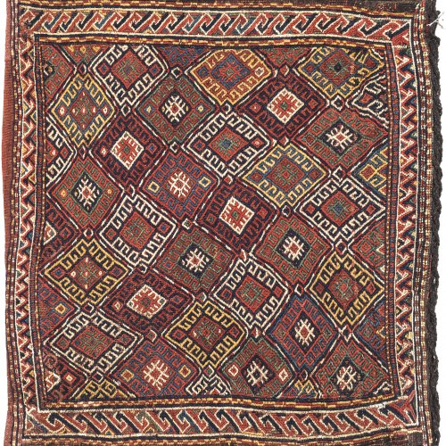 Satteltasche. 1. Hälfte 20. Jh. Kelim, Flachgewebe. 83 x 75 cm.