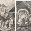 Zwei Kupferstiche. M. de Vos / W. Hiernoymus. Anbetung der Hirten bzw. Anbetung der Könige. Kupferstiche. Je 16,5 x 14 cm.