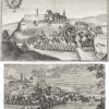 Zwei Kupferstiche. Wildbad Abbach/Niederbayern. Georg Christoph Kilian bzw. Michael Wening. 25 x 36 cm bzw. 20 x 34,5 cm. Leicht besch.