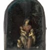 Süddeutsch, 19. Jh. Eingericht. Mutter Anna mit Kindern. Wachsarbeit. Gebrauchsspuren. H. 20,5 cm.