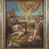 Süddeutsch, 19. Jh. Martyrium des hl. Erasmus. Öl/Lw. 64 x 52 cm. Rest., unsign. Rücks. bez.: 