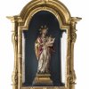Hl. Josef im Schrein. Süddeutsch, 18. Jh. mit originaler Fassung. H. 31, Schrein 55,5 cm.