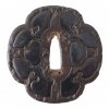 Tsuba. Japan, Edo/Meiji. Eisen, mit Silbereinlage. Sign. ø 7,4 cm.