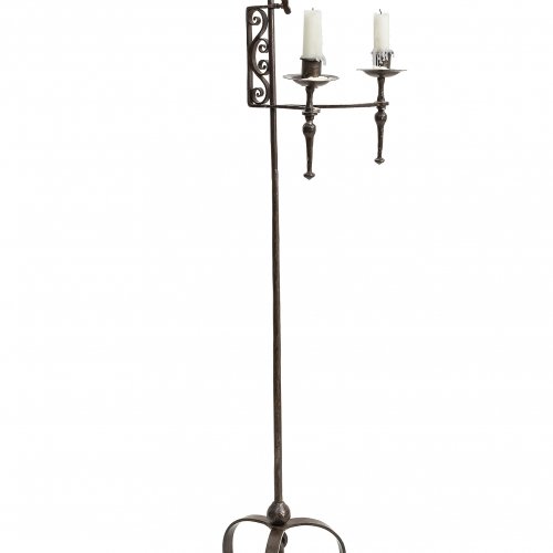 Kerzenleuchter, verstellbar. Eisen. Italien, 19./20. Jh. H. 157 cm.