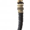 Gamsschlauch als Schraubdose. Gedrechselte Beinmontierung mit Hirsch. L. 9 cm.