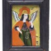 Hinterglasbild. Sandl, 19. Jh. Hl. Erzengel Michael mit der Seelenwaage. Tempera/Glas. 24,3 x 19 cm. Rahmen besch.
