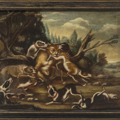 Süddeutsch, 18. Jh. Luchshatz. Öl/Lw. 69 x 84 cm. Rest., besch. Unsign.
