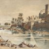Koch, J.A., Deutsch, 19. Jh. Am Nillauf. Aquarell. 25,5 x 37 cm. Sign., dat. 1824.