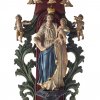 Muttergottes mit Kind. Oberammergau, 19. Jh. Holz, übergangene Farbfassung, Best., Arm fehlt. H. 42 cm.