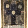 Klosterarbeit. Maria Einsiedel München. 19. Jh. Seltene Arbeit mit Wachsmedaillons. 31 x 23,8 cm.