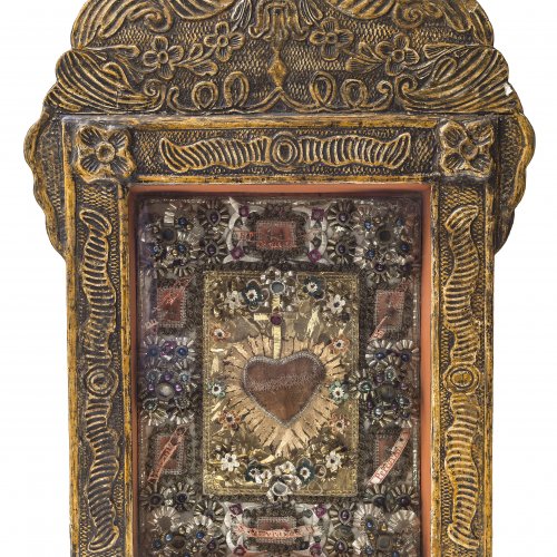 Klosterarbeit. Süddeutsch, 19. Jh. 56 x 32 cm.
