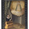 Votivtafel. Gnadenbild und betende Votantin. Dat. 1827.  22,5 x 17 cm.