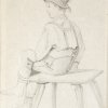 Defregger, Franz von. Tiroler Bauernjunge. Bleistiftskizze. 18,5 x 12,5 cm. Min. gebräunt. Unsign.