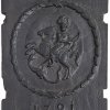 Ofenplatte. Hl. Georg. Gusseisen. 39,5 x 31 cm.