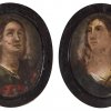 Zwei Heiligenbilder. Süddeutsch, um 1700. Öl/Kupfer. Je 16,5 x 12 cm (oval).