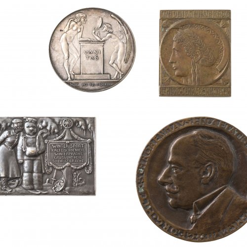 Fünf Medaillen. Bronze, Metall. ø ca. 5-7cm.