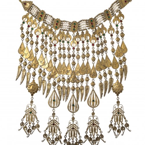 Brautschmuck. Silberfiligran, vergoldet.  Orient, um 1900.
