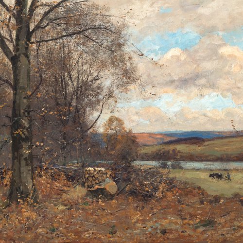 Müller, Peter Paul. Isarlandschaft im Frühling. Öl/Lw. 55 x 80 cm. Sign.