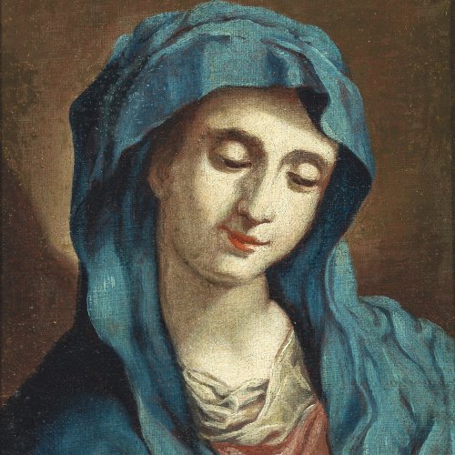 Italien, 18. Jh. Lesende Madonna. Öl/Lw. 24 x 17,5 cm.