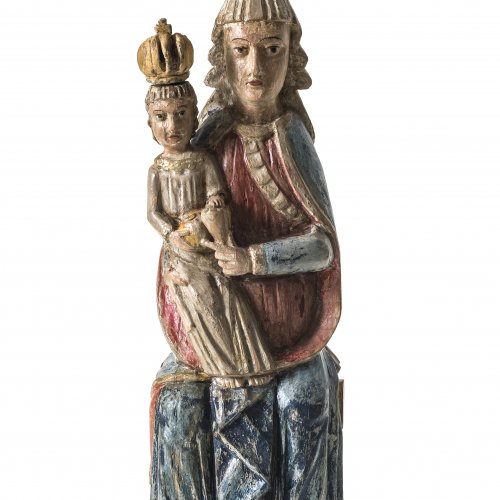 Österreich, 19. Jh. Gnadenbild Maria Zell. Holz, übergangene Farbfassung. H. 41,5 cm. Berieben.