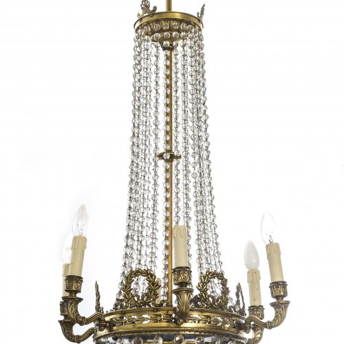 Glaslüster. Deutsch, 19. Jh. Neu elektrifiziert. H. 105 cm.