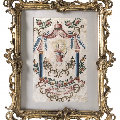 Süddeutsch, 18. Jh. Hl. Stephanus. Aquarell/Papier. 30,5 x 19,3 cm. Min. gebräunt.