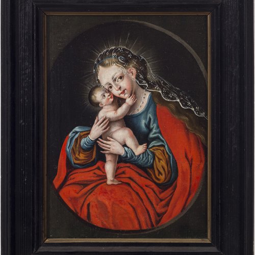 Süddeutsch, 18./19. Jh. Maria Hilf. Öl/Holz. 23 x 17 cm. Rest., unsign.
