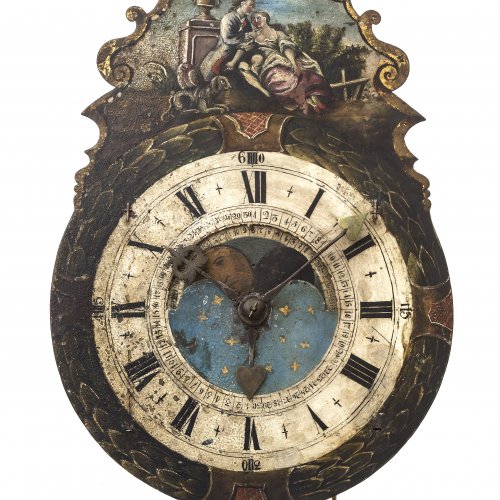 Wanduhr. Eisen, bemalt.