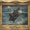 Schuster, H. Boot auf stürmischer See. Öl/Lw. 73 x 92,5 cm.