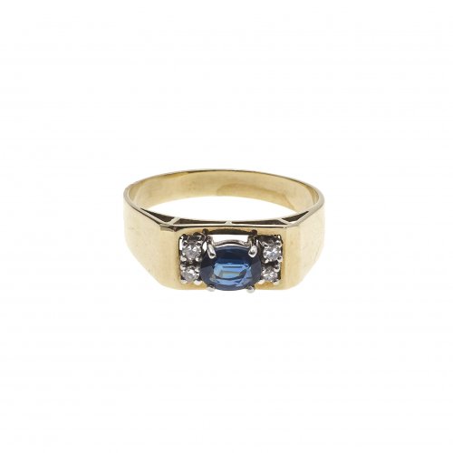 Ring. GG. Brillant-, Saphierbesatz.