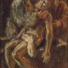 Welden, Leo von, Grablegung Christi. Öl/Karton. 19 x 11,5 cm.